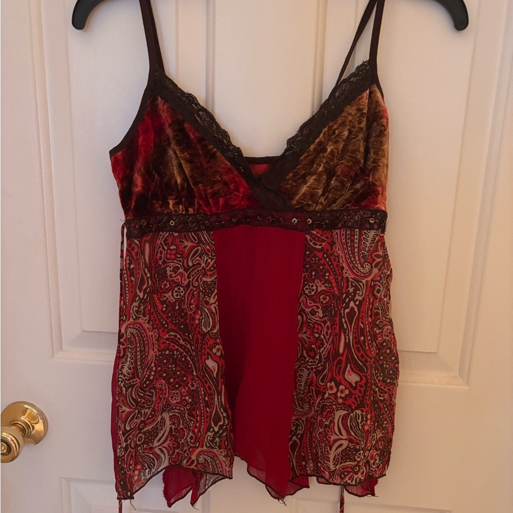 Red and Brown Paisley Camisole